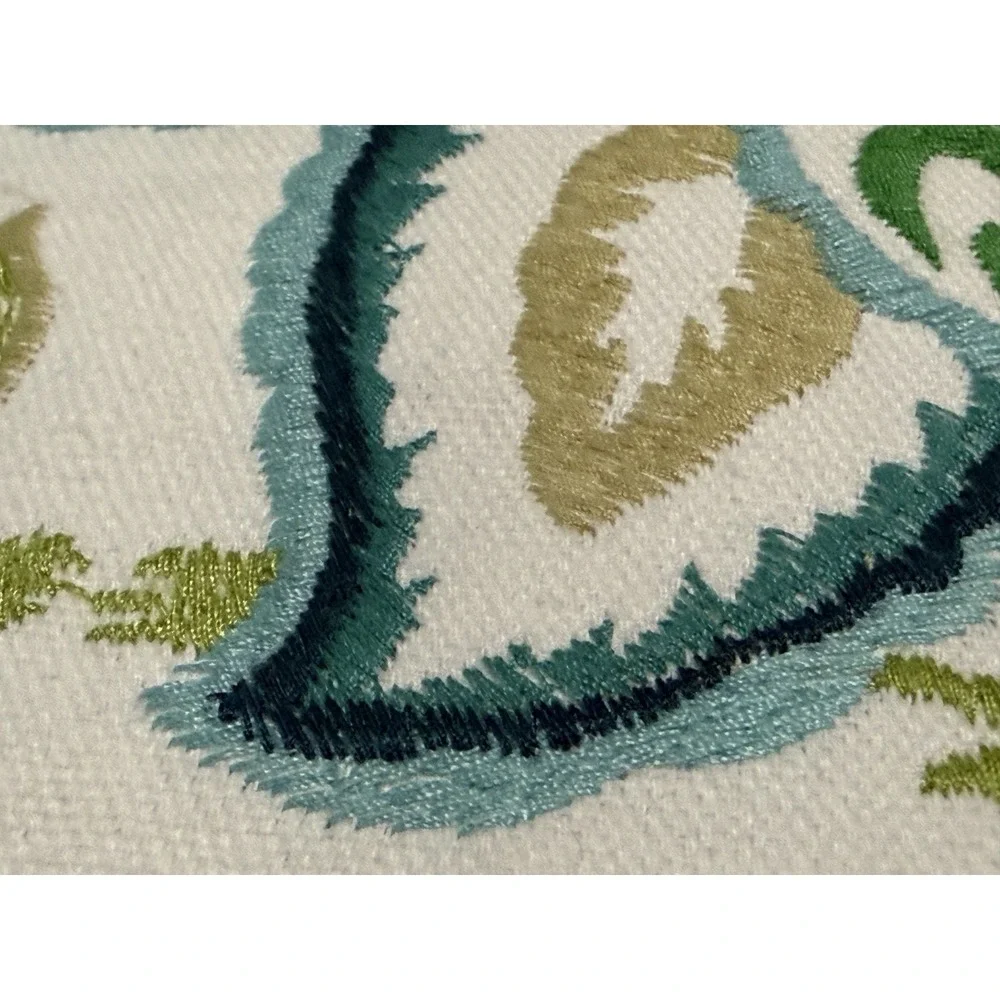 Jacobean Embroidered Floral Throw Pillow~Zip Close Cover+ Feather Insert~18